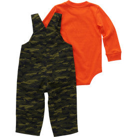 Infant Boys Long Sleeve Bodysuit and Canvas Overall Set - Green Camo