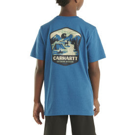 Youth Boys Short Sleeve Outdoor T-Shirt - Deep Lagoon
