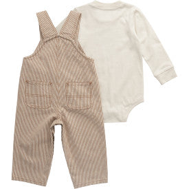 Infant/Toddler Boys Long-Sleeve Bodysuit/T-Shirt and Stripe Overall Set -Carhartt Brown