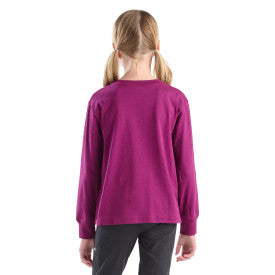 Youth Girls Long-Sleeve Core Logo T-Shirt -Plum Caspia