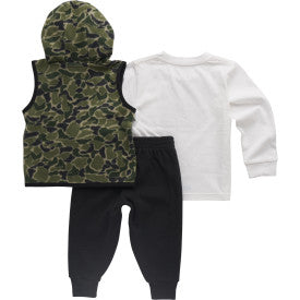 Infant/Toddler Boys Long-Sleeve T-Shirt, Camo Vest and Pant Set - Green Duck Camo