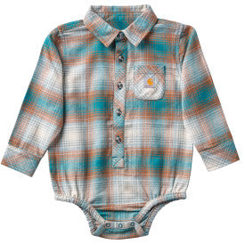 Infant Long-Sleeve Flannel Bodysuit - Hydro