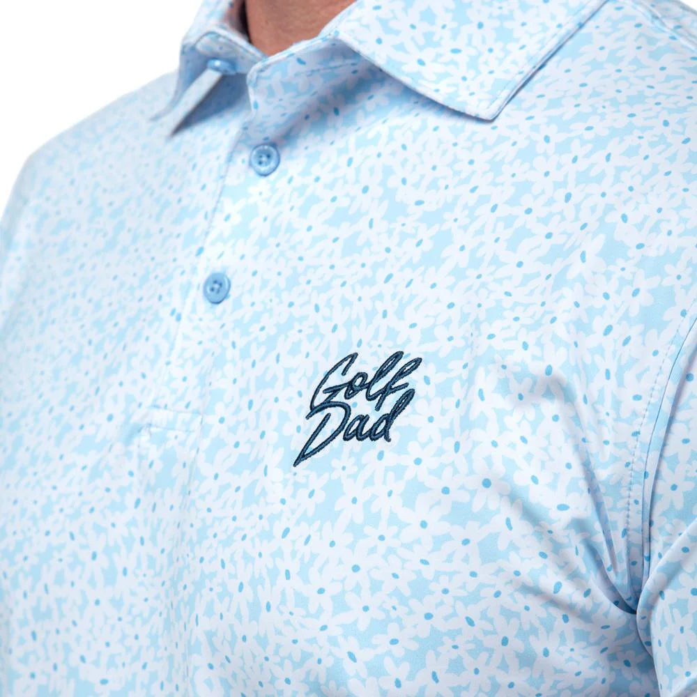 Golf Dad Floral Printed Polo - Powder Blue