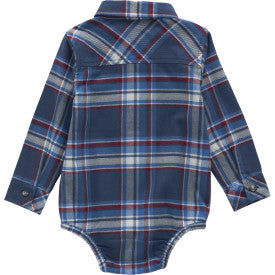 Infant Long-Sleeve Flannel Bodysuit - Dark Denim