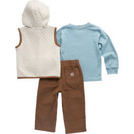Infant/Toddler Boys Long-Sleeve Horse Print T-Shirt, Sherpa Hooded Vest and Pant Set -Carhartt Brown