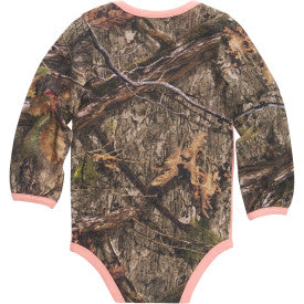 Infant Girls Long Sleeve Camo Deer Bodysuit - Peach Amber