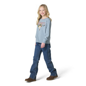 Youth Girls Long-Sleeve Steer T-Shirt - Hydro Heather