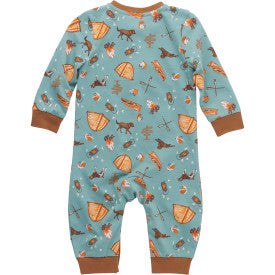 Infant Boys Long Sleeve Printed Coverall - Patina