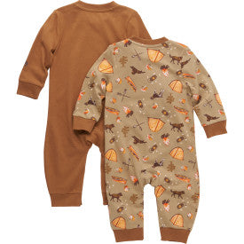 Infant Boys Long Sleeve Camp Coverall 2pc Set - Dark Khaki