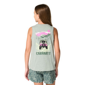 Youth Girls Sleeveless SUV T-Shirt - Laurel Heather Wash