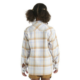 Youth Girls Long-Sleeve Pocket Flannel Shirt - Fresh Lavender