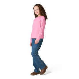 Youth Girls Long-Sleeve Tonal Patch Pocket T-Shirt - Cashmere Rose