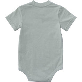 Infant Short-Sleeve Garden Patch Pocket Bodysuit - Seafoam