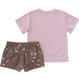 Infant/Toddler Girls Force Sun Defender Short Sleeve Shirt and Printed Short Set - Dark Khaki