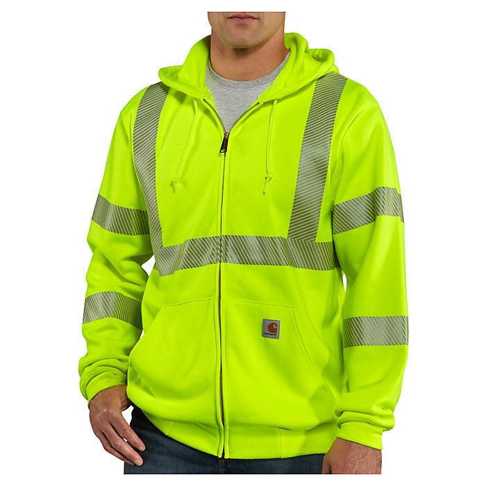 High-Visibility Zip Front Class 3 Sweatshirt (Brite Lime)
