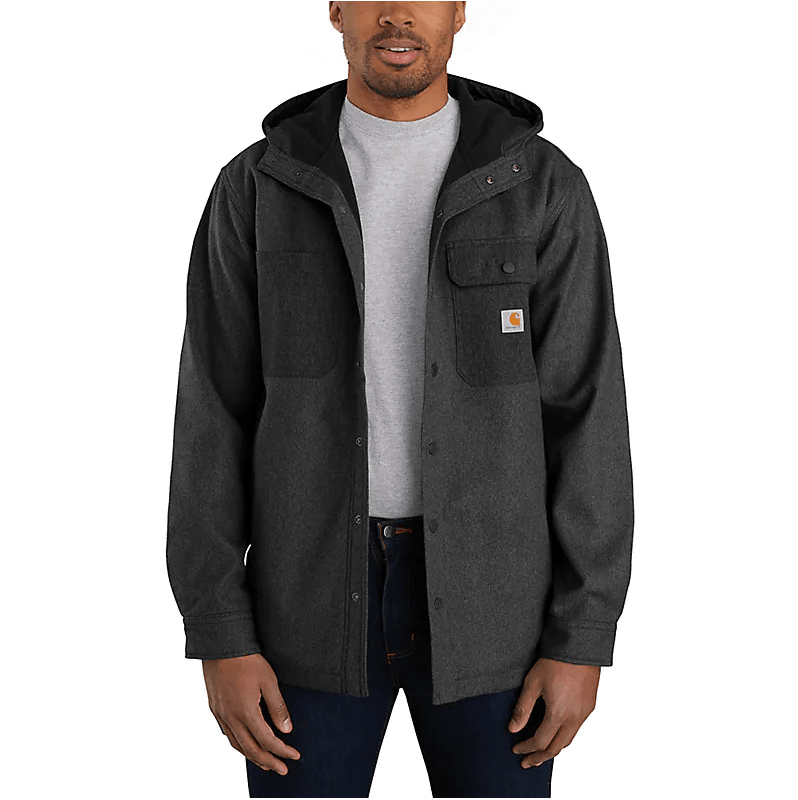 Rain Defender® Heavyweight Hooded Shirt Jacket Black Heather - Purpose-Built / Home of the Trades