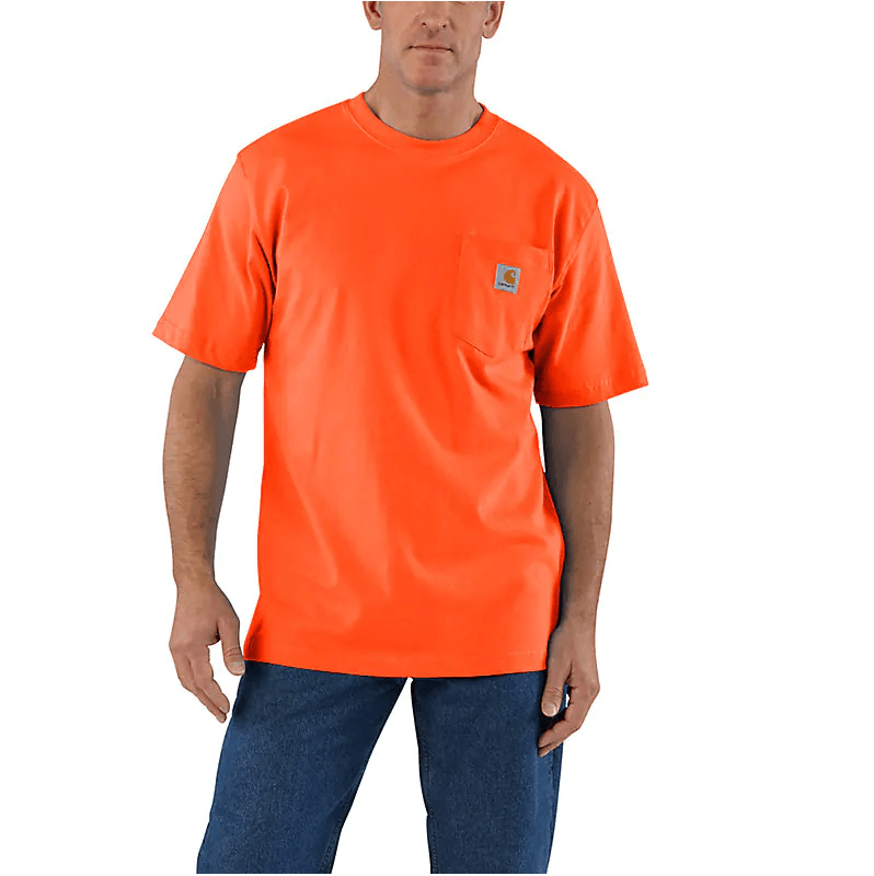 K87 - Loose fit heavyweight short-sleeve pocket t-shirt - Bright Orange