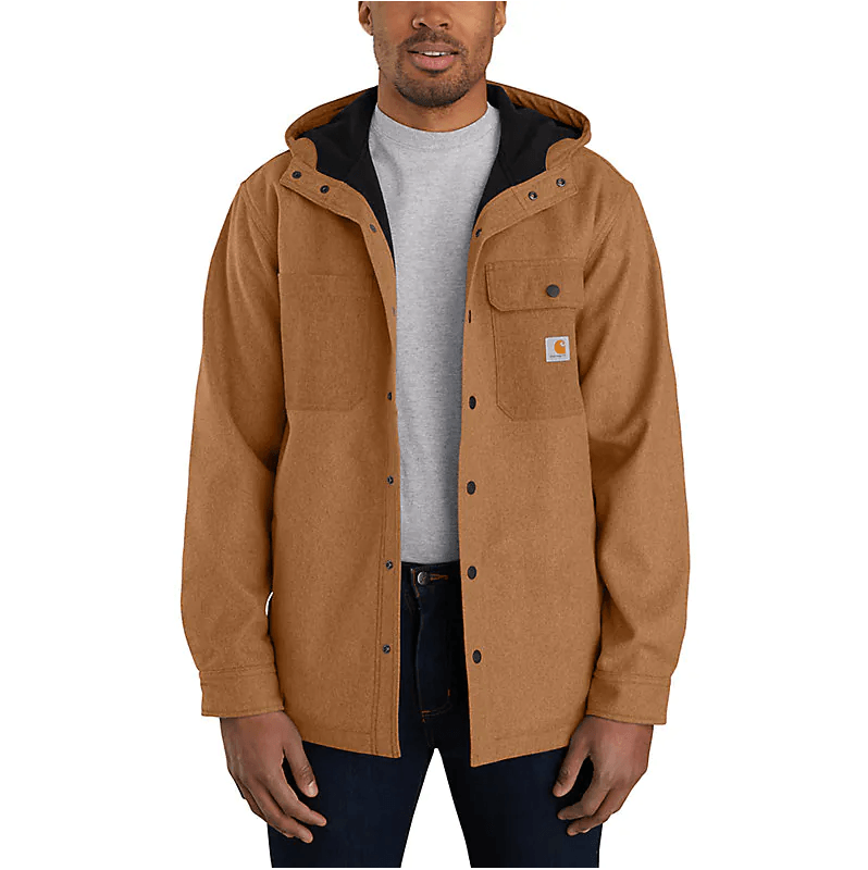 Rain Defender® Heavyweight Hooded Shirt Jacket Brown