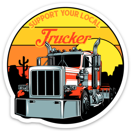 Support Your Local Trucker Sticker, 3in