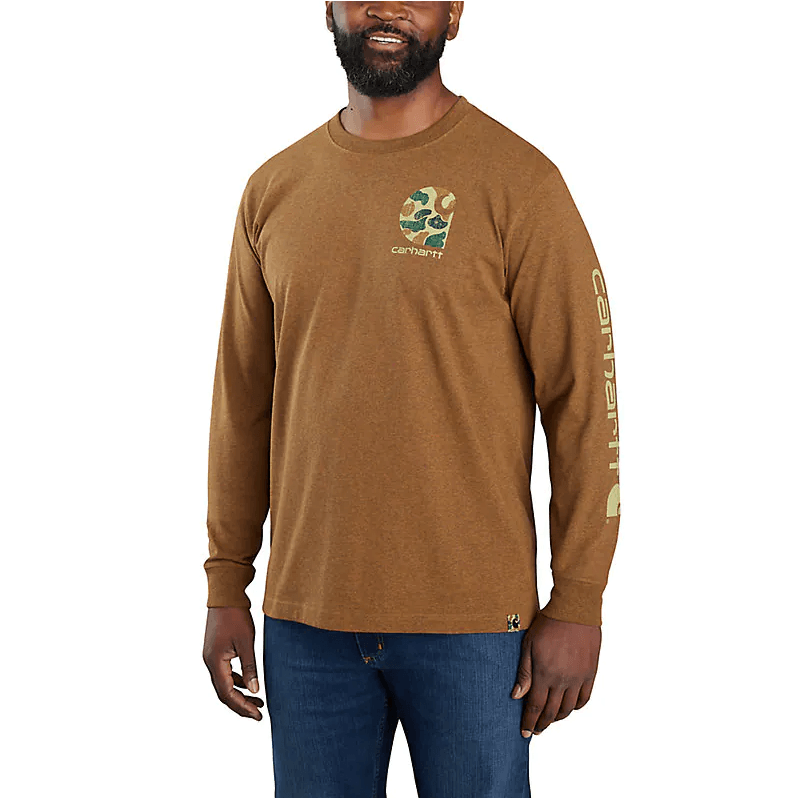 Heavyweight Long Sleeve Camo Logo Graphics T-Shirt - Walnut