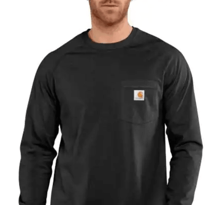 Men'S Force Cotton Delmont Long Sleeve T-Shirt (Black)