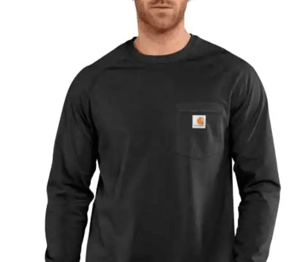 Men'S Force Cotton Delmont Long Sleeve T-Shirt (Black) - Purpose-Built / Home of the Trades