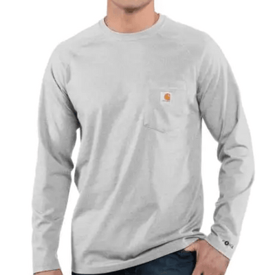 Men'S Force Cotton Delmont Long Sleeve T-Shirt (Heather Grey)