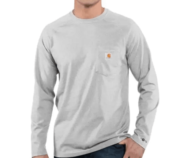 Men'S Force Cotton Delmont Long Sleeve T-Shirt (Heather Grey)