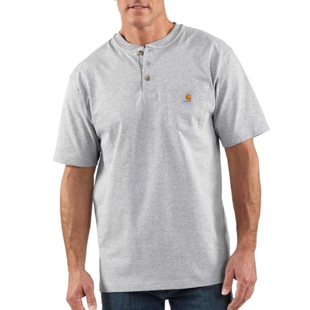 K84 - Loose fit heavyweight short-sleeve pocket henley t-shirt - Heather Grey - Purpose-Built / Home of the Trades