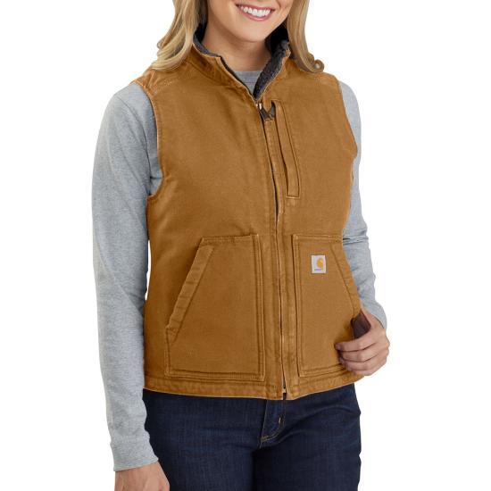 Women’s Sherpa Mock Neck Vest - Brown - Purpose-Built / Home of the Trades