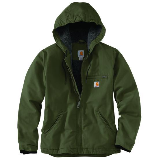 104292 - Women'S Loose Fit Washed Duck Jacket - Sherpa Lined - Basil - Purpose-Built / Home of the Trades