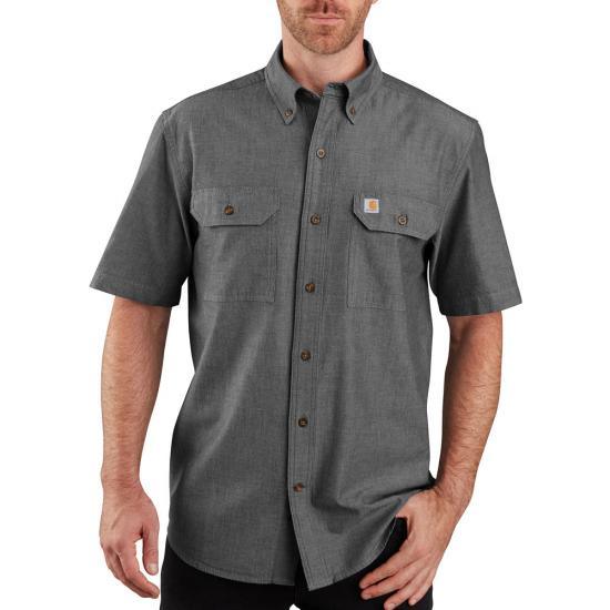 Loose fit midweight chambray short-sleeve shirt - Black - Purpose-Built / Home of the Trades
