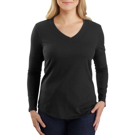 Women's Long Sleeve V-Neck T-Shirt - Black