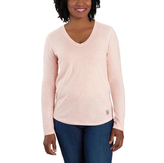Women'S Long Sleeve V-Neck T-Shirt - Pink Salt
