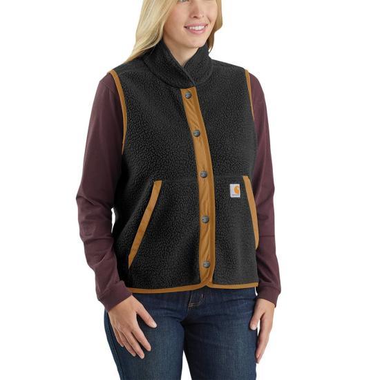 Women’s Fleece Button Vest - Black - Purpose-Built / Home of the Trades