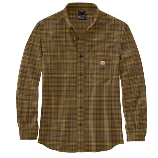 Rugged Flex® Relaxed Fit Midweight Flannel Long-Sleeve Plaid Shirt - Oak Brown