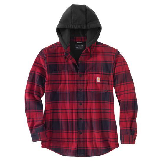 Rugged Flex® Relaxed Fit Flannel Fleece Lined Hooded Shirt Jac - Oxblood - Purpose-Built / Home of the Trades