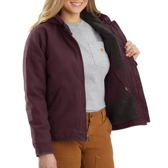 104292 - Women'S Loose Fit Washed Duck Jacket - Sherpa Lined - Basil - Purpose-Built / Home of the Trades