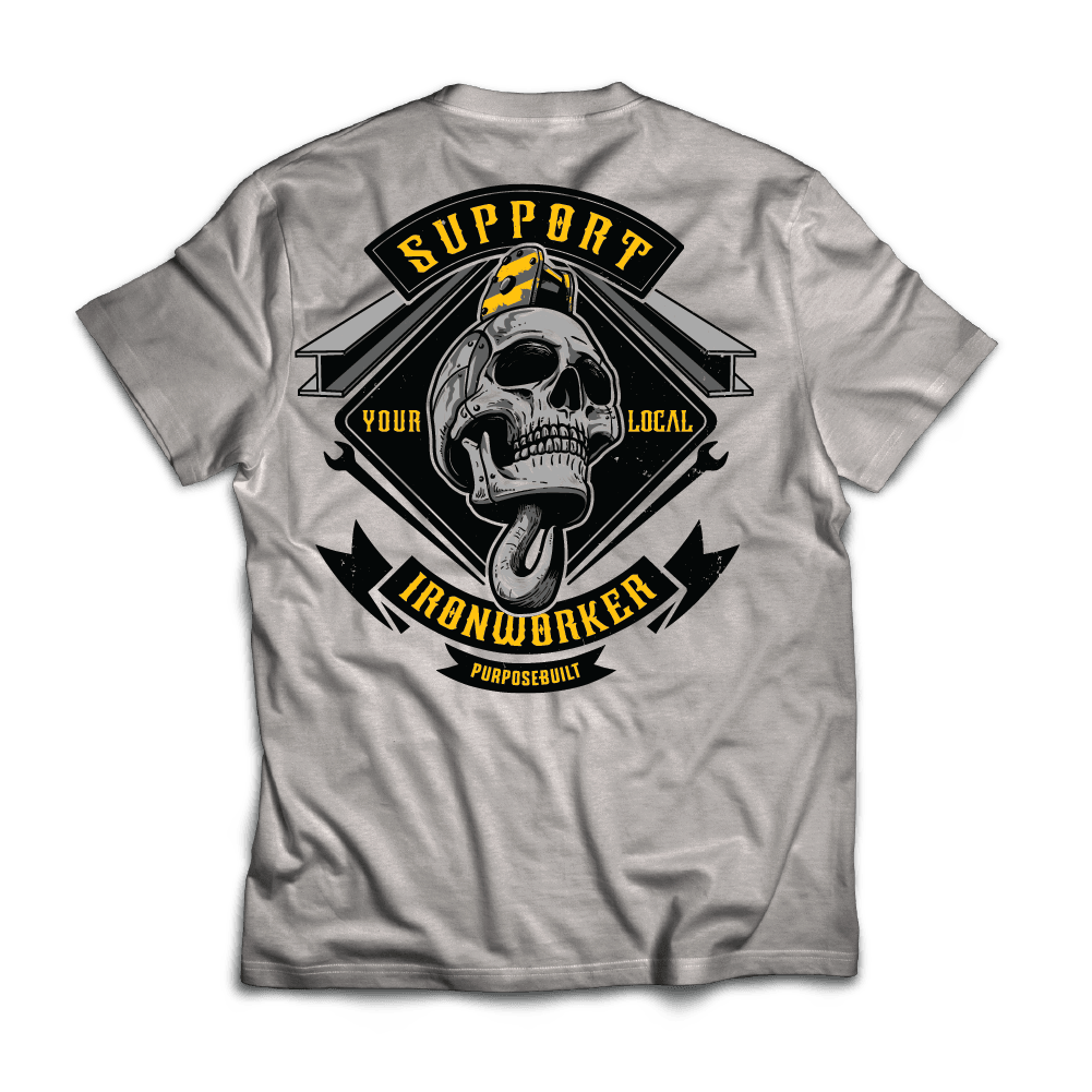 Support Your Local IronWorker Tee, Gray - Purpose-Built / Home of the Trades