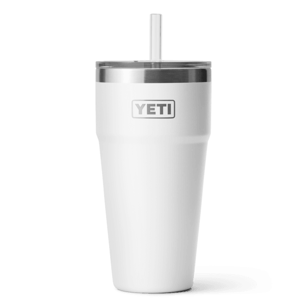 Rambler® 26 oz Stackable Cup w/Straw Lid - White - Purpose-Built / Home of the Trades